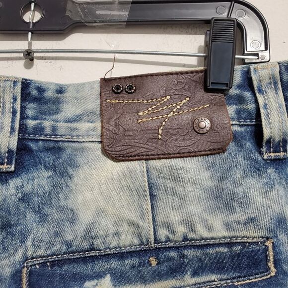 PREOWNED SZ 38X32 MENS LEVEL 7 DENIM DISTRESSED ACID WASH JEANS - Picture 10 of 16